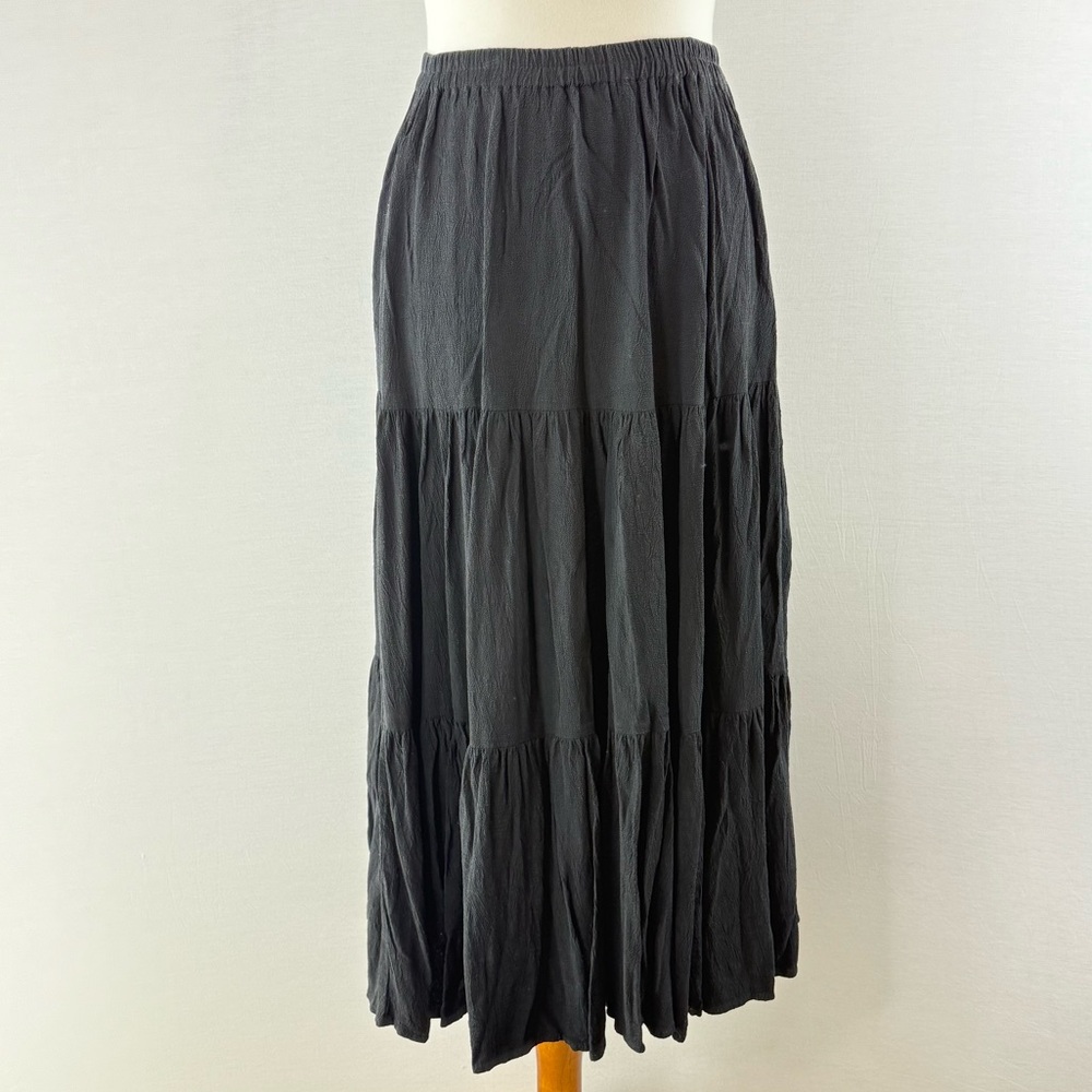 Double D Ranch Vintage Black Tiered Midi Skirt